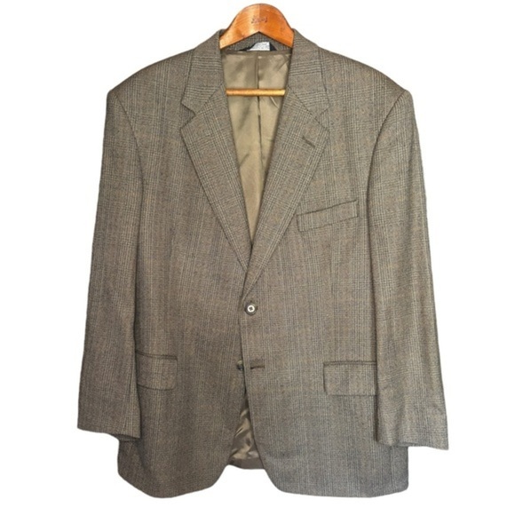 Evan Picone Brown & Blue Gray Tweed Sport Coat Size 42 R Two Button Lambs Wool - Picture 1 of 10